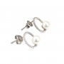 Orecchino a cerchio con perla coltivata bianca - Argento 925 placcato in rodio x 2 pz