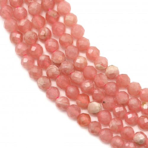 Rhodochrosite de forme ronde facette, de taille 2mm x 39cm
