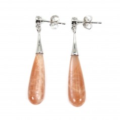 Earrings Gemstone de lune orange drop 7x23mm - Silver 925 Rhodium x 2pcs