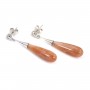 Orange Mondstein Tropfen Ohrring 7x23mm - Silber 925 Rhodié x 2pcs