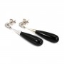 Pendiente Obsidiana gota 7x23mm - Plata 925 Rodio x 2pcs