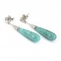 Peruanischer Amazonit Tropfen Ohrring 7x23mm - Silber 925 Rhodié x 2pcs
