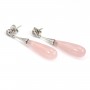 Pendientes de Cuarzo Rosa 7x23mm - Plata de Ley 925 Rodio x 2pcs