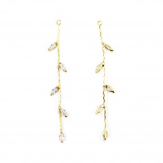 Breloque 60mm avec zirconium, doré sur laiton x 2pcs