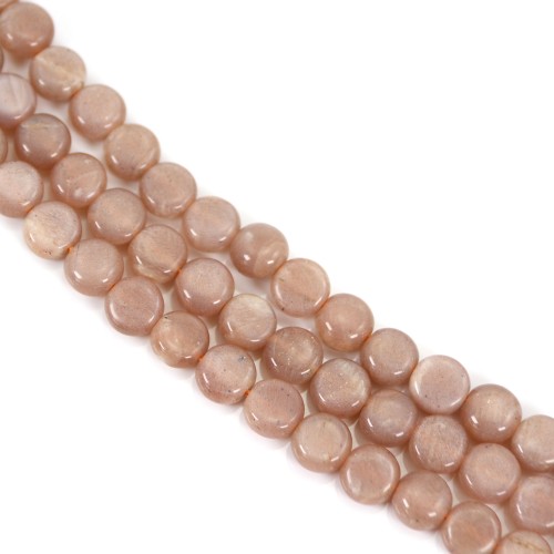 Gemstone de lune orange round flat 8mm x 40cm