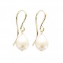 Orecchini a goccia di perle coltivate barocche bianche 6x8 mm - Riempiti d'oro x 2 pz