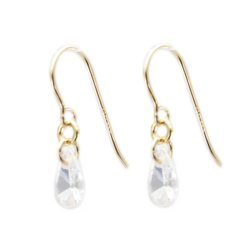 Earring zirconium oxide drop 4x6mm - Gold Filled x 2pcs