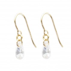 Brinco com gota de óxido de zircónio 4x6mm - Preenchido a ouro x 2pcs