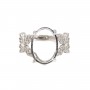 Bague réglable fleur pour cabochon 13x18mm - oxyde de zirconium & Argent 925 rhodié x 1pc