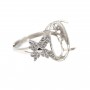 Anillo flor ajustable para cabujón 13x18mm - óxido de circonio y plata 925 rodiada x 1ud
