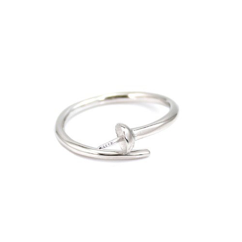 Adjustable ring for half drilled - Silver 925 rhodium x 1pc