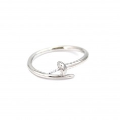 Anel ajustável para semi-perfurado - Prata 925 ródio x 1pc