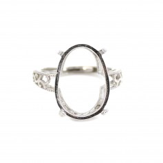 Anillo ajustable para cabujón 13x18mm - Plata 925 rodio x 1pc