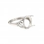 Einstellbarer Ring verziert für Cabochon 10x12mm - 925er Silber rhodiniert x 1Stk