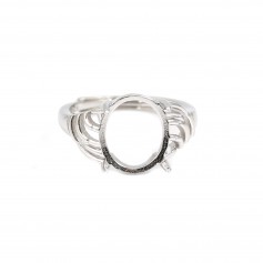Einstellbarer Ring verziert für Cabochon 10x12mm - 925er Silber rhodiniert x 1Stk