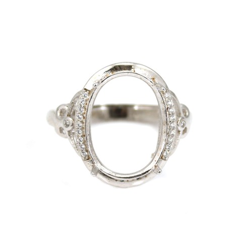 Anillo ajustable para cabujón 13x18mm - óxido de circonio y plata 925 rodiada x 1ud