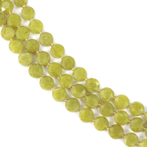 Jade Olive rond plat facetté 8.5mm x 38cm (40pcs)