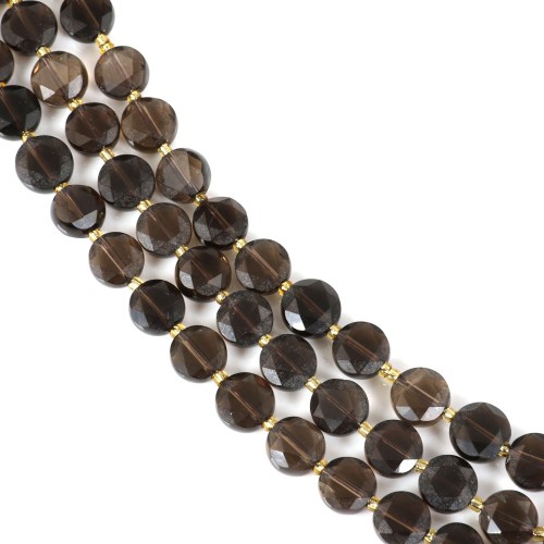 Smoky Quartz round flat faceted 8mm x 38cm (40pcs)