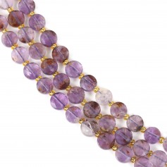 Quartz Fantôme violet rond plat facetté 8mm x 38cm