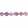 Quartz Fantôme violet rond plat facetté 8mm x 38cm