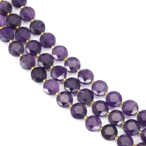 Amethyst rund flach facettiert 8mm x 38cm (41pcs)