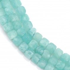 Amazonite du Pérou cube facetté 4.5mm x 38cm
