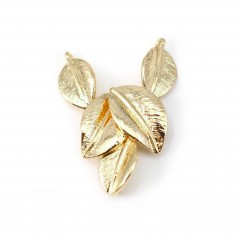 Feuilles dorée sur laiton 19x35mm x1pc