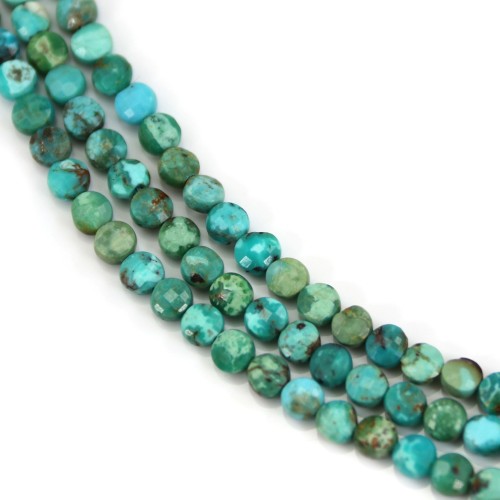 Natural turquoise, in faceted round and flat shape, 4mm x 39cm