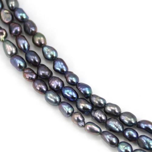 Freshwater cultured pearl, dark blue, olive, 4mm x 39cm