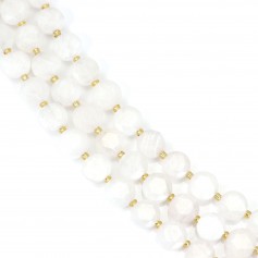 Pierre de lune rond plat facetté 8mm x 38cm