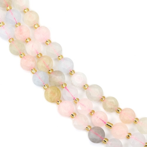 Béryl rond plat facetté 8mm x 38cm