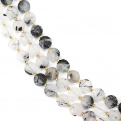 Quartz Rutile noir rond plat facetté 8mm x 38cm