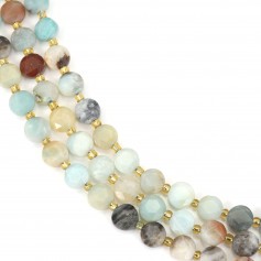 Amazonite multicolore rond plat facetté 8mm x 38cm