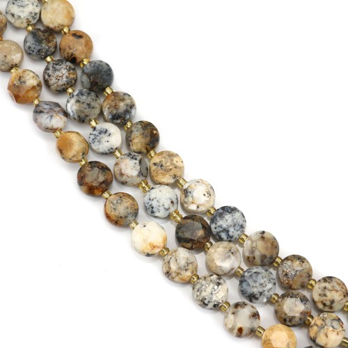 Dendritischer Opal, flacher runder facettierter 8mm x 38cm (40 Stück)