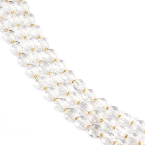 Flat faceted round rock crystal beads 8mm x 38cm (43 pieces)