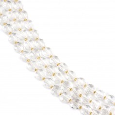 Cristal de roche rond plat facetté 8mm x 38cm