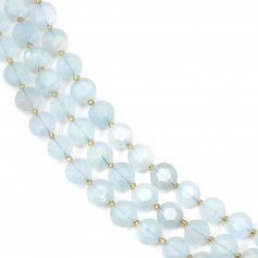 Aigue Marine rond plat facetté 8.5mm x 38cm (39pcs)