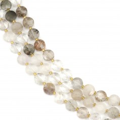 Flat faceted round Phantom Quartz beads 8mm x 38cm (41 pieces)