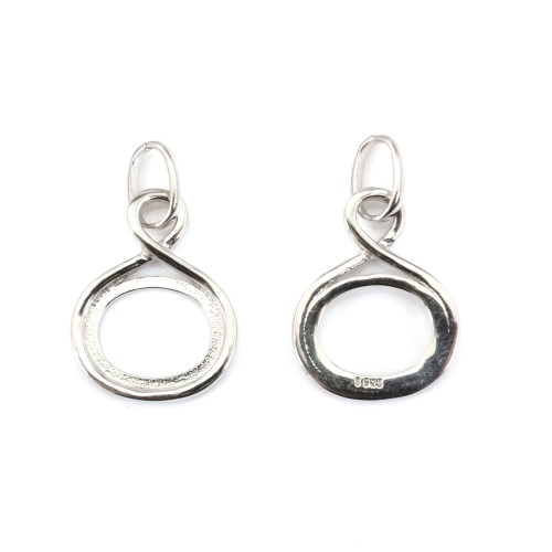 Pendant for oval cabochon 10x12mm - Rhodium-plated 925 Sterling Silver x 1pc