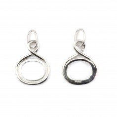 Pendente para cabochão oval 10x12mm - Prata 925 rodinada x 1 unidade
