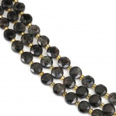 Astrophyllite flacher facettierter Rundperle 8.5mm x 38cm (36 Stück)