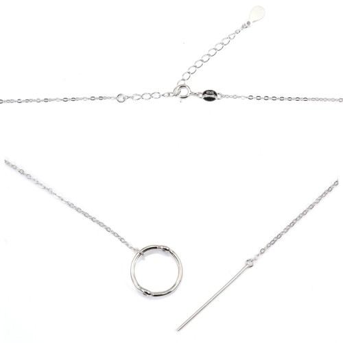 Catena a maglia forzata per perla completamente forata - Argento 925 rodio x 40cm