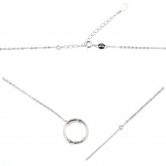 Catena a maglia forzata per perla completamente forata - Argento 925 rodio x 40cm