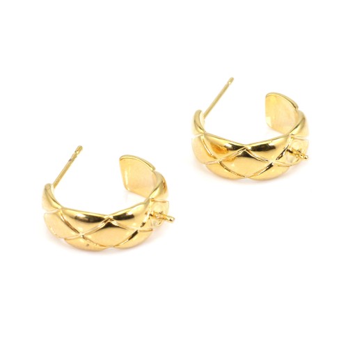 Pin Stylized cross hoop for half-drilled 6x17mm - Gold x 2pcs