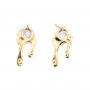 Orecchino fantasia 9x18mm - ossido di zirconio & Dorato x 2 pezzi