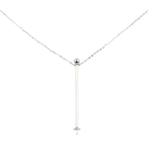 Forçat-Kette mit Stab für halbdurchbohrte Perle - Rhodiniertes Silber 925 x 40cm