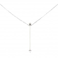 Catena a maglia forzata con asta per perla semiforata - Argento 925 rodio x 40cm