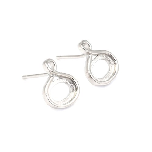 Clou d'oreille para cabujón ovalado de 6x8mm - Plata de ley Rodiada x 2 unidades