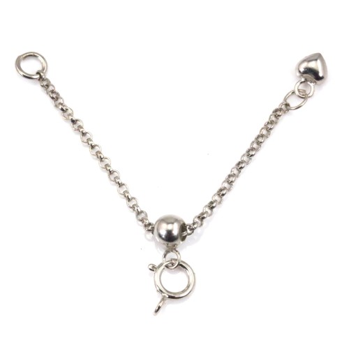 Chaîne de rallonge réglable coeur avec fermoir 5mm - Argent 925 rhodié x 1pc