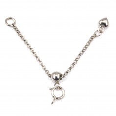 Cadena de extensión ajustable con cierre de mosquetón de 5 mm - Plata de ley 925 rodinada x 1 ud.